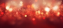 Festive Red Bokeh Background With Glittering Lights, Perfect For Christmas And New Years Eve Parties. Concept Of A Dazzling Holiday Season.