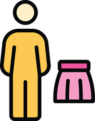 Sticker - Social male stereotype icon outline vector. Gender discrimination. Career inequality color flat