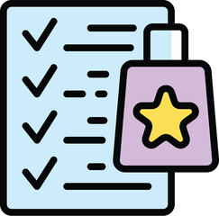 Poster - Approved product icon outline vector. Quality guarantee. Approve check color flat