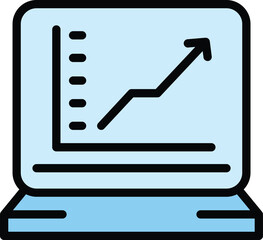 Poster - Laptop trader icon outline vector. Stock finance. Money development color flat