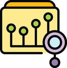 Poster - Explore diagram icon outline vector. Data research. Search index color flat