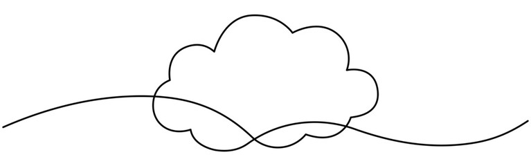 Poster - Cloud continuous one line drawn. Sky linear symbol. Vector illustration isolated on white.