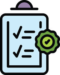 Poster - Checklist icon outline vector. Check list. Mark clipboard color flat