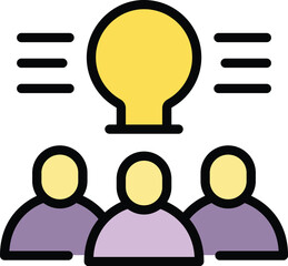 Poster - Group brainstorming icon outline vector. People team. Business teamwork color flat