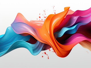 Poster - A colorful liquid wave with a white background. Generative AI. Rainbow wave on white background.