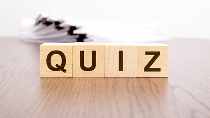 Wall Mural - text QUIZ on wooden cubes, business analysis concept