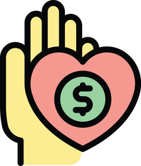 Poster - Family support icon outline vector. People help. Happy hand color flat