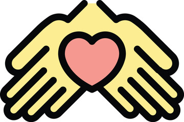 Poster - support hands icon outline vector. hand help. care donate color flat