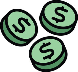 Poster - Dollar coins icon outline vector. Coin stack. Finance money color flat