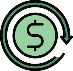Poster - Dollar exchange icon outline vector. Money bank. Coin finance color flat