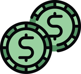 Poster - Gold coin icon outline vector. Dollar money. Finance cash color flat