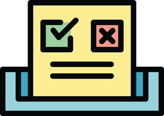 Poster - Voting choice icon outline vector. Ballot vote. Election box color flat