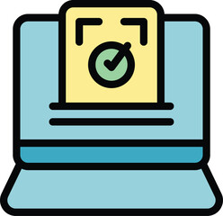 Poster - Online election icon outline vector. Vote box. Democracy ballot color flat