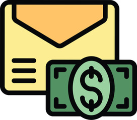 Poster - Voting money icon outline vector. Vote team. Election member color flat