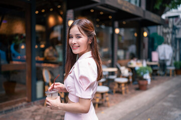 portrait of beautiful young businesswoman, closeup face of a pretty asian model.