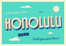 Greetings From Honolulu, Hawaii, USA - Aloha - Wish You Were Here! - Touristic Postcard.