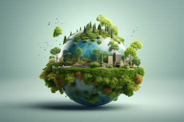 World environment and earth day concept with globe, nature and eco friendly environment. Generative AI