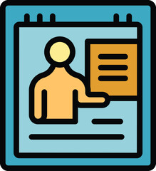 Poster - Online student icon outline vector. Home school. Distance study color flat