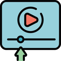Poster - Video tutorial icon outline vector. Webinar conference. Online presentation color flat