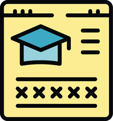 Poster - Learning website icon outline vector. School education. Distance student color flat