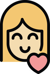 Poster - Girl healthy heart icon outline vector. Health people. Doctor care color flat
