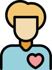 Poster - Doctor heart care icon outline vector. Health cure. Cardiac medical color flat