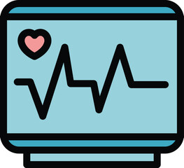 Aufkleber - Hospital heart monitor icon outline vector. Rate heartbeat. Cardiac beat color flat
