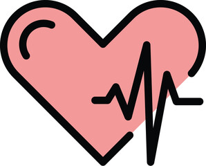 Aufkleber - Health heart beat icon outline vector. Rate pulse. Cardio ekg color flat
