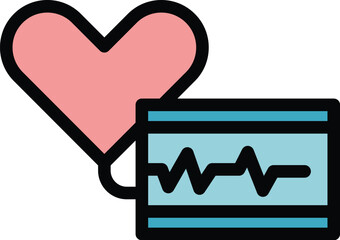 Aufkleber - Heart pulse icon outline vector. Rate monitor. Heartbeat ecg color flat