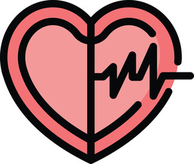 Poster - Healthy heart icon outline vector. Medical cardiac. Human organ color flat