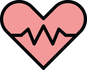 Aufkleber - Heart rate icon outline vector. Pulse monitor. Beat ekg color flat