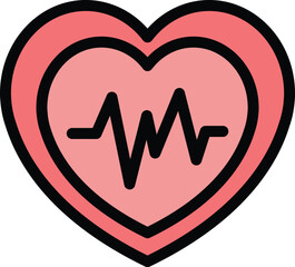 Aufkleber - Monitor rate icon outline vector. Heart pulse. Heartbeat ekg color flat
