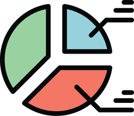 Poster - Data pie chart icon outline vector. Round circle. Graph section color flat
