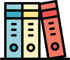 Poster - Office folder icon outline vector. Binder file. Ring shelf color flat