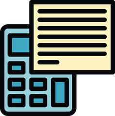 Poster - Finance calculator icon outline vector. Business data. Financial report color flat