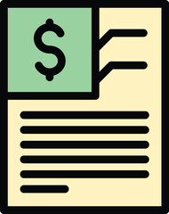Poster - invoice paper icon outline vector. bill payment. business receipt color flat