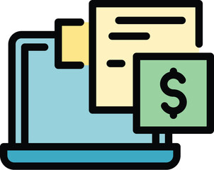 Poster - Online payment icon outline vector. Money service. Electronic transfer color flat