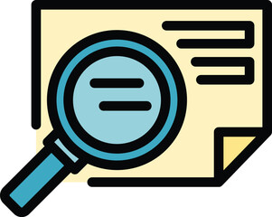 Poster - Search file icon outline vector. Document paper. Data analysis color flat