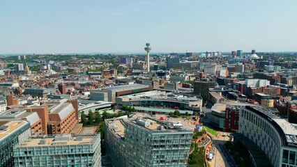 Wall Mural - City of Liverpool from above - aerial view over the city center - LIVERPOOL, UNITED KINGDOM - AUGUST 16, 2022