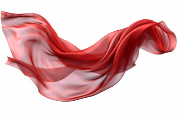 Smooth elegant red transparent cloth isolated on white background. Texture of flying fabric. Generative Ai.