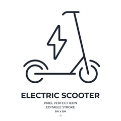 Wall Mural - electric scooter editable stroke outline icon isolated on white background flat vector illustration.
