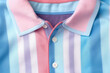 Close up to the collar shirt Blue and pink line. Generative AI.