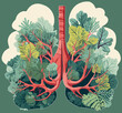 Lungs in nature theme represent good air quality and environment 