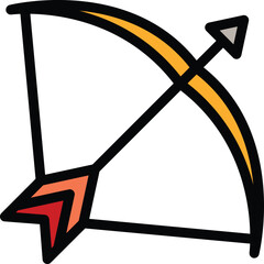 Poster - Competition bow icon outline vector. Archery arrow. Archer goal color flat