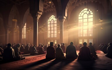 Wall Mural - muslims praying in mosque