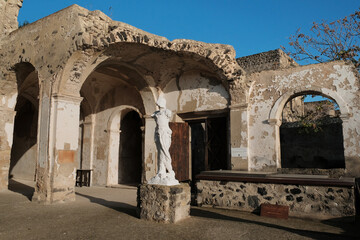 Wall Mural - Cathedral of Our Lady of the Assumption of famous Aragonese Castle near Ischia Island, at the northern end of the Gulf of Naples, Italy.