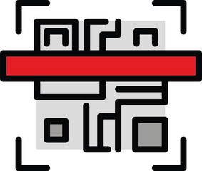 Sticker - Security barcode icon outline vector. Scan code. Qr payment color flat