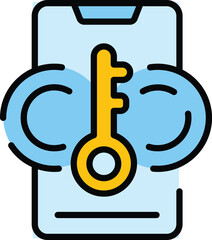 Poster - Privacy phone icon outline vector. Secure password. Mobile login color flat