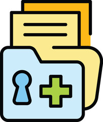 Poster - locked folder icon outline vector. file lock. confidential archive color flat
