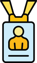 Poster - Privacy badge icon outline vector. Safety shield. Safe emblem color flat